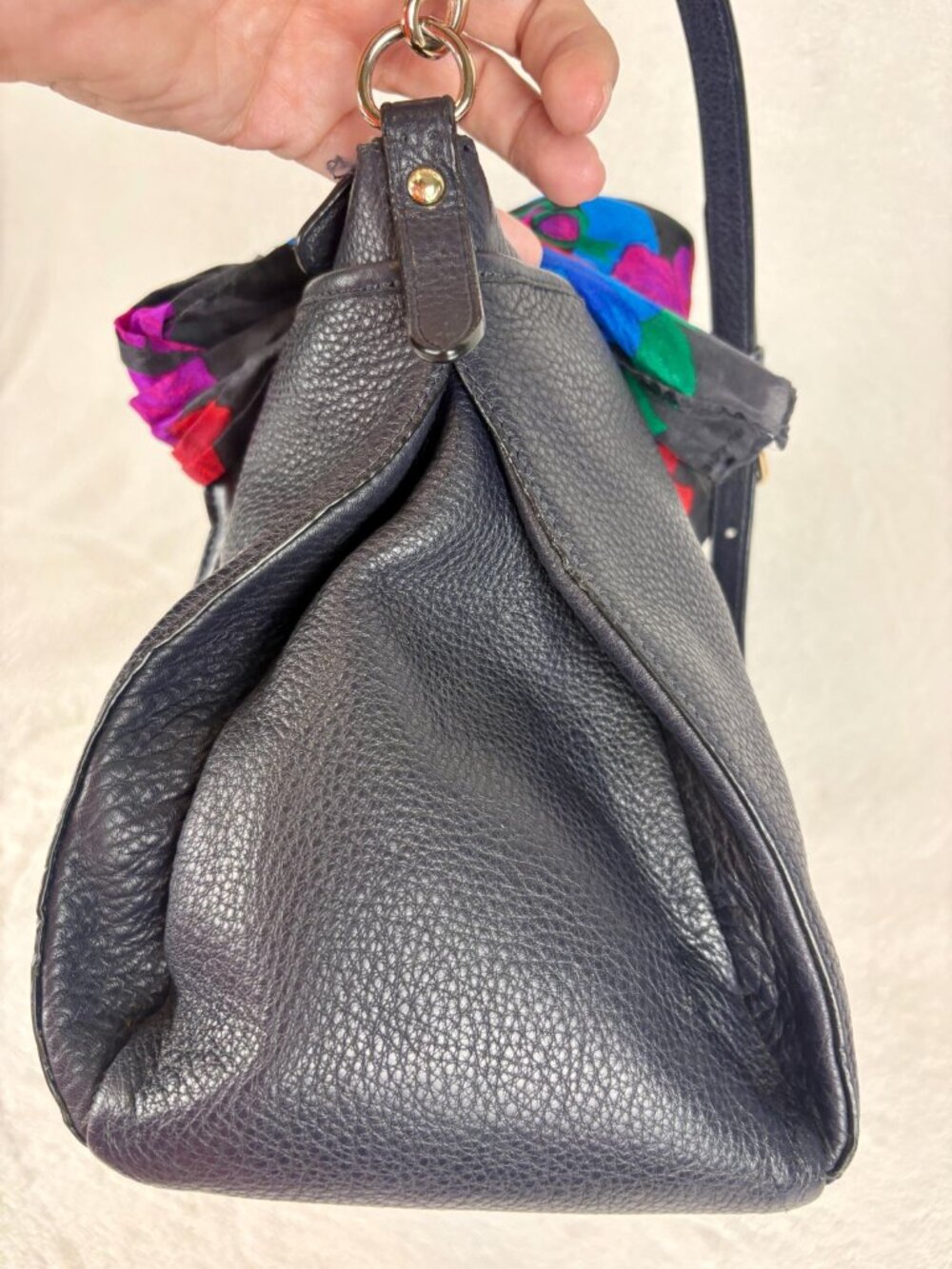Coach Morgan Satchel in Midnight Navy Blue with Scarf - Picture 2 of 16